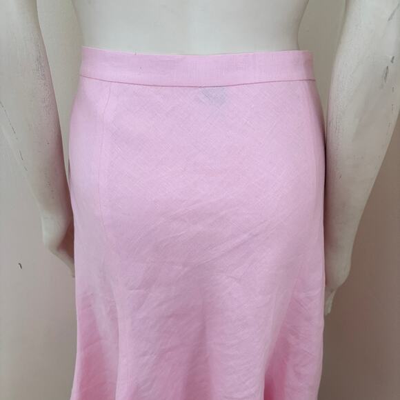 NEW CHAPS 100% Linen Flared Midi Skirt in Pink Spring Easter SZ 14 - Picture 5 of 9